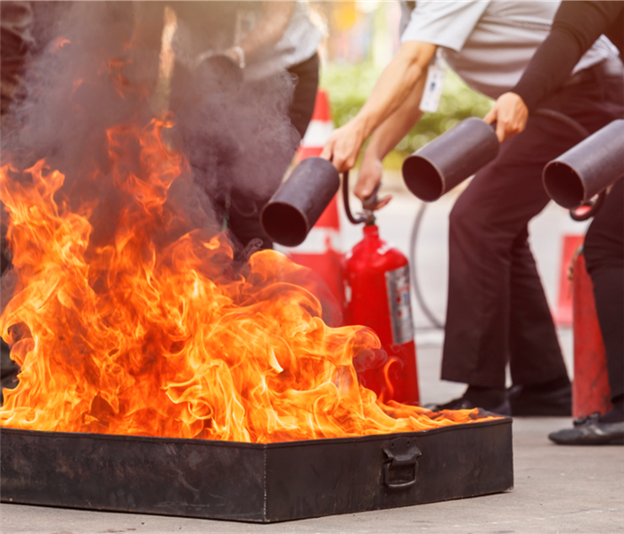 preventive fire extinguisher training program, safety concept. 