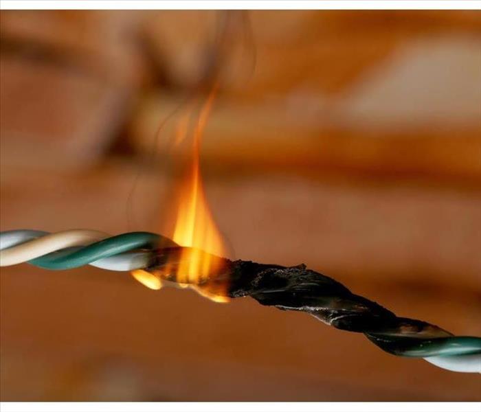 Electrical fire cord burning